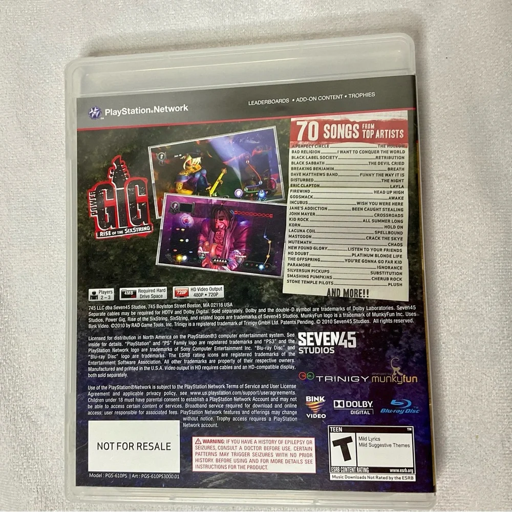 Power Gig Rise of The Six String PS3 Sony PlayStation 3 Video Game
